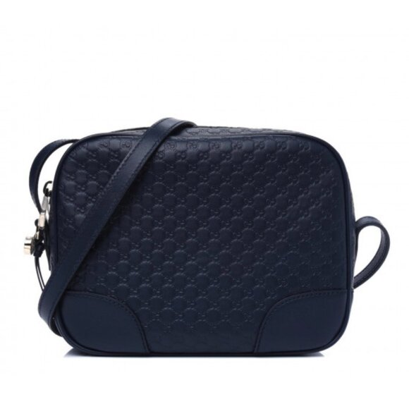 Pre-owned Gucci Soft Microguccissima Mini Bree Messenger Bag Navy - Picture 1 of 15
